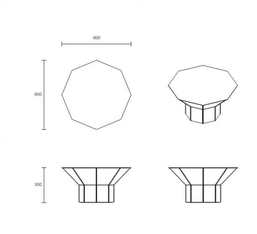 FLARE SHORT - Low octagonal burnished brass side table by Articolo Studio - view 3